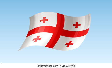 Georgia flag state symbol isolated on background national banner. Greeting card National Independence Day of the Republic of Georgia. Illustration banner with realistic state flag.