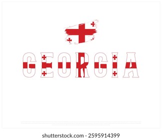 GEORGIA flag Typography with brush flag on a white background, Vector design of GEORGIA flag typography, Brush Flag of GEORGIA, National Day Design, GEORGIA Day design
