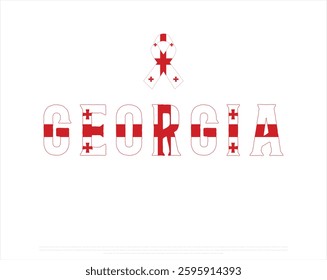 GEORGIA flag Typography with ribbon flag on a white background, Vector design of GEORGIA flag typography, Ribbon Flag of GEORGIA, National Day Design, GEORGIA Day design