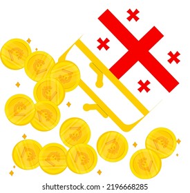 Georgia Flag vector hand drawn,Georgian lari vector hand drawn