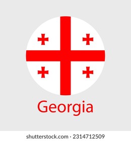 Iconos vectoriales de bandera georgiana ambientados en forma de corazón, estrella, círculo y mapa
