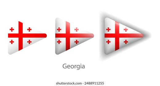 Georgia flag vector icons set in the shape of rounded triangle