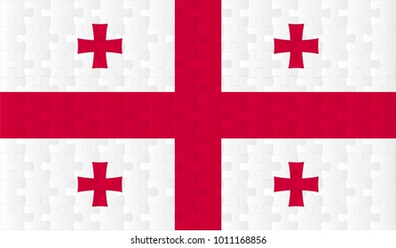 Georgia Flag. Vector image of Georgia Flag 144 pieces of jigsaw puzzles Vector eps 10 illustration.