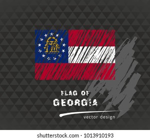 Georgia flag, vector sketch hand drawn illustration on dark grunge background