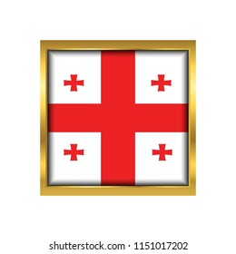 Georgia Flag Vector Square Icon - Illustration, Flag of Georgia. Abstract concept, icon,golden square, button. Raster illustration on white background.