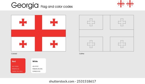 Georgia Flag version of colored, outline and icons