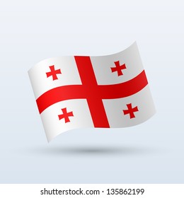 Georgia flag waving form on gray background. Vector illustration.