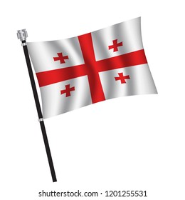Georgia flag , flag of Georgia waving on flag pole, vector illustration EPS 10.