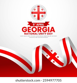 Georgia flag waving ribbon square banner background for national unity day or independence day