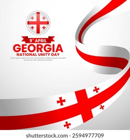 Georgia flag waving ribbon square banner background for national unity day or independence day