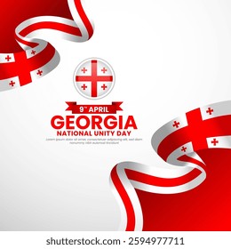 Georgia flag waving ribbon square banner background for national unity day or independence day