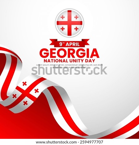 Georgia flag waving ribbon square banner background for national unity day or independence day