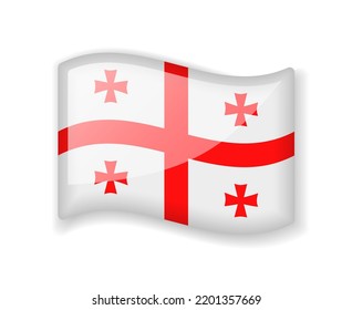 Georgia flag - Wavy flag bright glossy icon isolated on white background