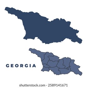 Georgia flat and outline vector map set