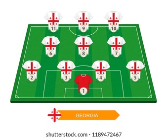 Georgia football team lineup on soccer field for European football competition
