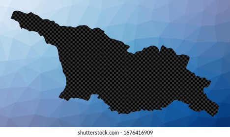 Mapa geométrico de Georgia. Forma de galería de símbolos de Georgia en estilo de polos bajos. Magnífica ilustración vectorial de país.