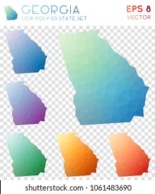 Georgia geometric polygonal, mosaic style US state maps collection. Classic low poly style, modern design for infographics or presentation.