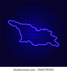 Georgia glowing neon sign on brick wall background