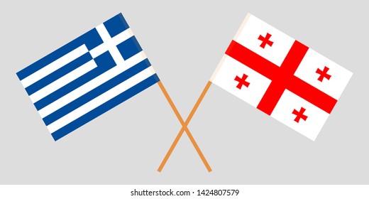 Georgia and Greece. Crossed Georgian and Greek flags
