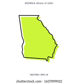 Georgia Green Map Vector Design Template