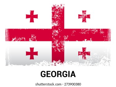 Georgia grunge flag isolated vector in official colors and Proportion Correctly. country's name label in bottom