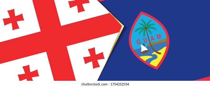 Georgia and Guam flags, two vector flags symbol of relationship or confrontation.