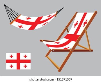 georgia hammock and deck chair set against gray background, abstract vector art illustration