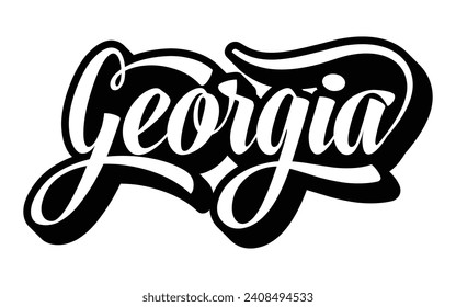 Georgia hand lettering design calligraphy vector, Georgia text vector trendy typography design