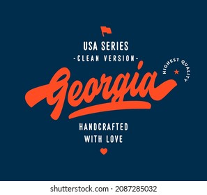 Georgia hand lettering design. USA States series. Original Georgia vector typography. Brush script style. Good for t shirt apparel print poster gift mug packaging etc. Clean version