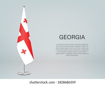 Georgia hanging flag on stand. Template for politic conference banner