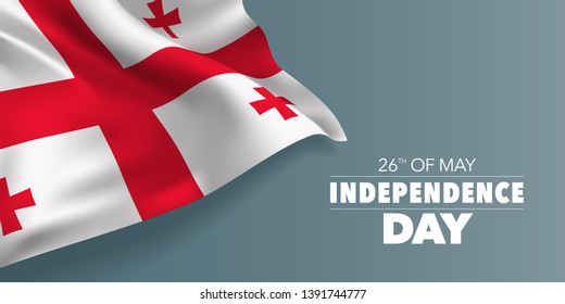 Georgia happy independence day greeting card, banner with template text vector illustration. Georgian memorial holiday 26th of May design element with three stripes  svg