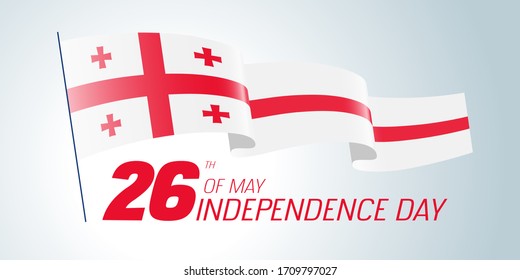 Georgia happy independence day greeting card, banner vector illustration. Georgian national holiday 26th of May design element with waving flag on the pole svg