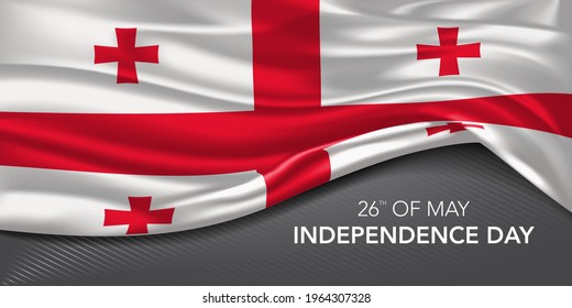 Georgia happy independence day greeting card, banner with template text vector illustration. Georgian memorial holiday 26th of May design element with 3D flag with cross