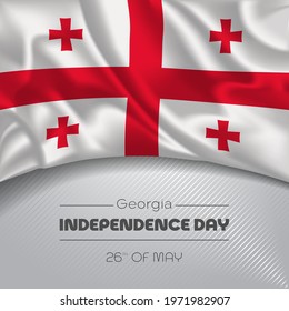 Georgia happy independence day greeting card, banner vector illustration. Georgian national holiday 26th of May square design element with waving flag svg