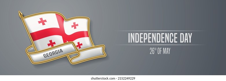 Georgia happy independence day greeting card, banner vector illustration. Georgian national holiday 26th of May design element with 3D pin with flag svg