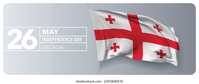 Georgia happy independence day greeting card, banner vector illustration. Georgian national holiday 26th of May design element with 3D waving flag on flagpole svg