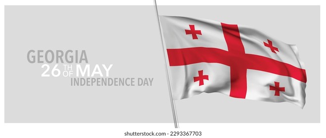 Georgia happy independence day greeting card, banner with template text vector illustration. Georgian memorial holiday 26th of May design element with 3D flag with stripes svg