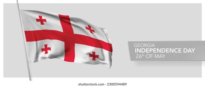 Georgia happy independence day greeting card, banner vector illustration. Georgian national holiday 26th of May design element with 3D flag svg