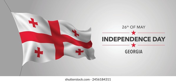 Georgia Happy Independence Day Grußkarte, Banner mit Vorlage Text Vektorillustration. Georgischer Gedenkfeiertag 26. Mai Gestaltungselement mit 3D-Flagge mit Kreuz