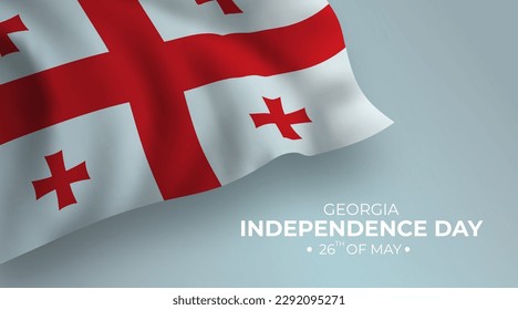 Georgia happy independence day vector banner, greeting card. Georgian wavy flag in 26th of May national patriotic holiday horizontal design svg