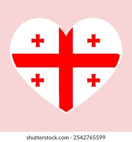 Bandera del corazón de Georgia. Símbolo de amor. Ilustración vectorial	