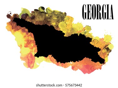 Georgia. High detailed vector maps. Spray watercolor paint.