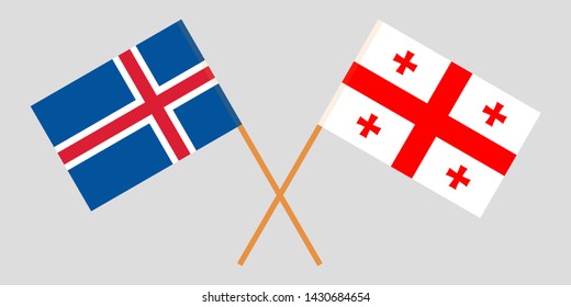 Georgia and Iceland. Crossed Georgian and Icelandic flags