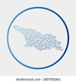 Icono de Georgia. Mapa de red del país. Signo de Georgia redonda con anillo degradado. Tecnología, internet, red, concepto de telecomunicaciones. Ilustración vectorial.