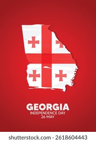 Georgia 	Independence Day 26 May brush flag map vector poster