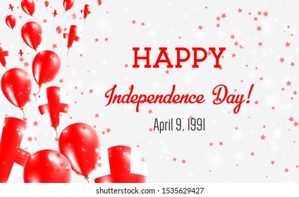 Georgia Independence Day Greeting Card. Flying Balloons in Georgia National Colors. Happy Independence Day Georgia Vector Illustration. svg