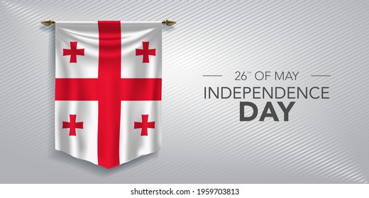 Georgia independence day greeting card, banner, vector illustration. Georgian national day 26th of May background with pennant