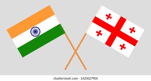 Georgia and India. Crossed Georgian and Indian flags