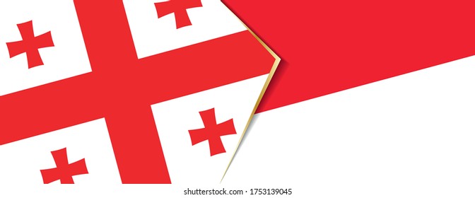 Banderas de Georgia e Indonesia, dos banderas vectoriales símbolo de relación o enfrentamiento.