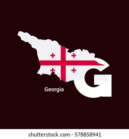 Georgia Initial Letter Country with Map and Flag Vector
